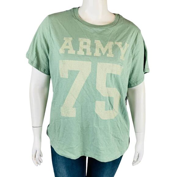 US Army Womans Sz 2X Plus Crewneck T-Shirt Green Army 75 Short Sleeve Crop NWT - Picture 1 of 7